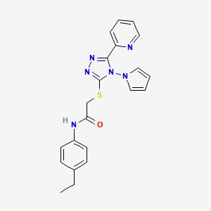 molecular formula C21H20N6OS B3001121 N-(4-ethylphenyl)-2-[(5-pyridin-2-yl-4-pyrrol-1-yl-1,2,4-triazol-3-yl)sulfanyl]acetamide CAS No. 886935-73-5