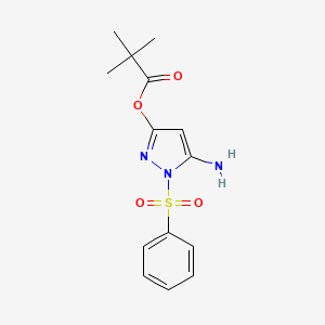 molecular formula C14H17N3O4S B3001126 5-amino-1-(phenylsulfonyl)-1H-pyrazol-3-yl pivalate CAS No. 442678-91-3