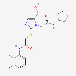 molecular formula C21H28N4O3S B3001128 2-{[1-[2-(cyclopentylamino)-2-oxoethyl]-5-(hydroxymethyl)-1H-imidazol-2-yl]thio}-N-(2,3-dimethylphenyl)acetamide CAS No. 923122-91-2