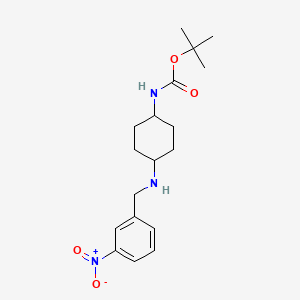 molecular formula C18H27N3O4 B3001133 叔丁基 (1R*,4R*)-4-(3-硝基苄基氨基)环己基氨基甲酸酯 CAS No. 1286275-76-0