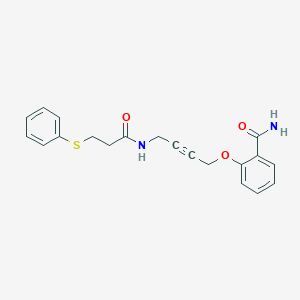 molecular formula C20H20N2O3S B3001136 2-((4-(3-(Phenylthio)propanamido)but-2-yn-1-yl)oxy)benzamide CAS No. 1448069-49-5