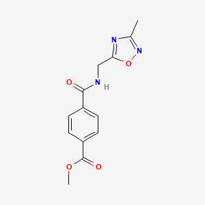 molecular formula C13H13N3O4 B3001138 Methyl 4-(((3-methyl-1,2,4-oxadiazol-5-yl)methyl)carbamoyl)benzoate CAS No. 1207030-33-8