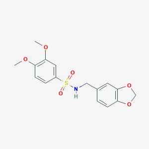 molecular formula C16H17NO6S B300114 N-(1,3-Benzodioxol-5-ylmethyl)-3,4-dimethoxybenzenesulfonamide 