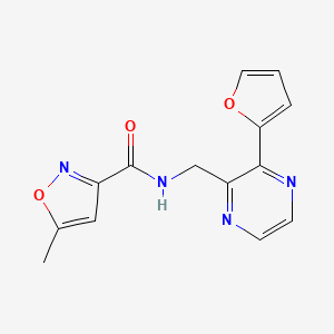 molecular formula C14H12N4O3 B3001158 N-((3-(呋喃-2-基)吡嗪-2-基)甲基)-5-甲基异噁唑-3-甲酰胺 CAS No. 2034369-70-3