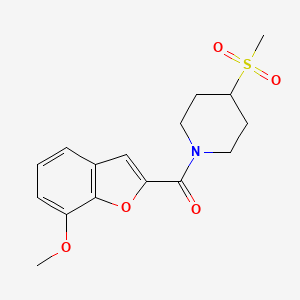 molecular formula C16H19NO5S B3001164 (7-Methoxybenzofuran-2-yl)(4-(methylsulfonyl)piperidin-1-yl)methanone CAS No. 1448079-23-9
