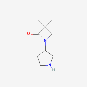 molecular formula C9H16N2O B3001165 3,3-二甲基-1-吡咯烷-3-基氮杂环丁烷-2-酮 CAS No. 2375274-48-7