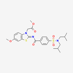molecular formula C26H33N3O6S2 B3001166 (Z)-methyl 2-(2-((4-(N,N-diisobutylsulfamoyl)benzoyl)imino)-6-methoxybenzo[d]thiazol-3(2H)-yl)acetate CAS No. 1005728-74-4