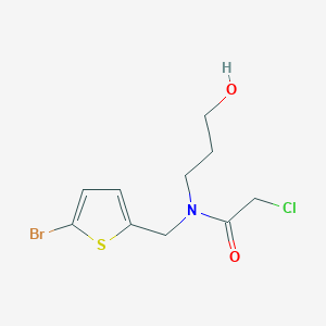molecular formula C10H13BrClNO2S B3001175 N-[(5-Bromothiophen-2-yl)methyl]-2-chloro-N-(3-hydroxypropyl)acetamide CAS No. 2418671-37-9