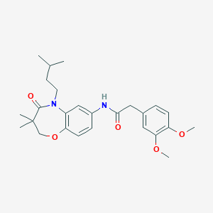 molecular formula C26H34N2O5 B3001188 2-(3,4-dimethoxyphenyl)-N-(5-isopentyl-3,3-dimethyl-4-oxo-2,3,4,5-tetrahydrobenzo[b][1,4]oxazepin-7-yl)acetamide CAS No. 921843-29-0