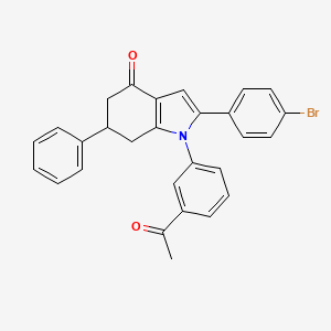 molecular formula C28H22BrNO2 B3001200 1-(3-Acetylphenyl)-2-(4-bromophenyl)-6-phenyl-5,6,7-trihydroindol-4-one CAS No. 1024118-13-5