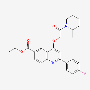 molecular formula C26H27FN2O4 B3001203 Ethyl 2-(4-fluorophenyl)-4-[2-(2-methylpiperidin-1-yl)-2-oxoethoxy]quinoline-6-carboxylate CAS No. 1114835-85-6