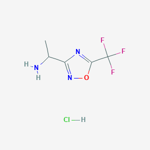 molecular formula C5H7ClF3N3O B3001208 1-[5-(Trifluoromethyl)-1,2,4-oxadiazol-3-yl]ethan-1-amine hydrochloride CAS No. 1909337-88-7