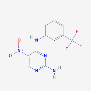 molecular formula C11H8F3N5O2 B3001219 5-硝基-N~4~-[3-(三氟甲基)苯基]-2,4-嘧啶二胺 CAS No. 351858-26-9