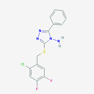 molecular formula C15H11ClF2N4S B300122 3-[(2-chloro-4,5-difluorobenzyl)sulfanyl]-5-phenyl-4H-1,2,4-triazol-4-amine 