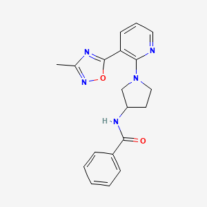 molecular formula C19H19N5O2 B3001222 N-(1-(3-(3-methyl-1,2,4-oxadiazol-5-yl)pyridin-2-yl)pyrrolidin-3-yl)benzamide CAS No. 1421452-55-2