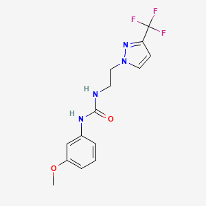 molecular formula C14H15F3N4O2 B3001234 1-(3-methoxyphenyl)-3-(2-(3-(trifluoromethyl)-1H-pyrazol-1-yl)ethyl)urea CAS No. 1448125-91-4