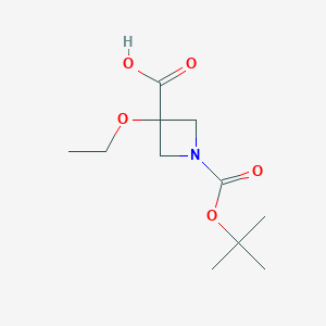 molecular formula C11H19NO5 B3001235 3-乙氧基-1-[(2-甲基丙烷-2-基)氧羰基]氮杂环丁烷-3-羧酸 CAS No. 2288591-33-1