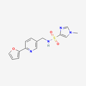 molecular formula C14H14N4O3S B3001243 N-((6-(furan-2-yl)pyridin-3-yl)methyl)-1-methyl-1H-imidazole-4-sulfonamide CAS No. 2034395-05-4