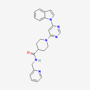 molecular formula C24H24N6O B3001246 1-(6-Indol-1-ylpyrimidin-4-yl)-N-(pyridin-2-ylmethyl)piperidine-4-carboxamide CAS No. 1797696-27-5