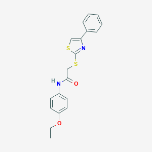 molecular formula C19H18N2O2S2 B300125 N-(4-ethoxyphenyl)-2-[(4-phenyl-1,3-thiazol-2-yl)sulfanyl]acetamide 