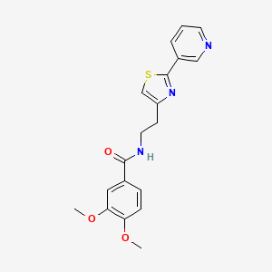 molecular formula C19H19N3O3S B3001258 3,4-dimethoxy-N-[2-(2-pyridin-3-yl-1,3-thiazol-4-yl)ethyl]benzamide CAS No. 863513-37-5