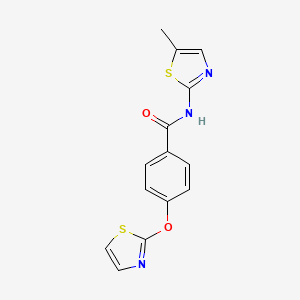 molecular formula C14H11N3O2S2 B3001267 N-(5-methylthiazol-2-yl)-4-(thiazol-2-yloxy)benzamide CAS No. 2034322-29-5