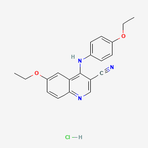 molecular formula C20H20ClN3O2 B3001277 6-Ethoxy-4-((4-ethoxyphenyl)amino)quinoline-3-carbonitrile hydrochloride CAS No. 1331304-46-1