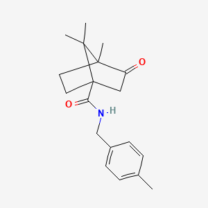 molecular formula C19H25NO2 B3001282 4,7,7-trimethyl-N-(4-methylbenzyl)-3-oxobicyclo[2.2.1]heptane-1-carboxamide CAS No. 838843-58-6