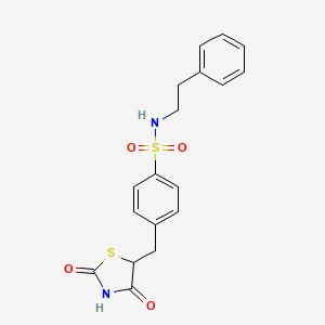 molecular formula C18H18N2O4S2 B3001290 4-[(2,4-二氧代-1,3-噻唑烷-5-基)甲基]-N-苯乙基苯磺酰胺 CAS No. 860650-91-5