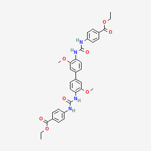 molecular formula C34H34N4O8 B3001313 Ethyl 4-[[4-[4-[(4-ethoxycarbonylphenyl)carbamoylamino]-3-methoxyphenyl]-2-methoxyphenyl]carbamoylamino]benzoate CAS No. 392245-10-2