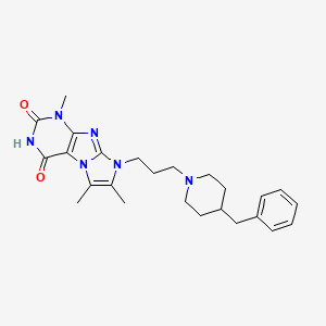 molecular formula C25H32N6O2 B3001321 8-(3-(4-benzylpiperidin-1-yl)propyl)-1,6,7-trimethyl-1H-imidazo[2,1-f]purine-2,4(3H,8H)-dione CAS No. 923152-57-2