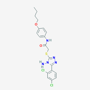 molecular formula C20H21Cl2N5O2S B300133 2-{[4-amino-5-(2,4-dichlorophenyl)-4H-1,2,4-triazol-3-yl]sulfanyl}-N-(4-butoxyphenyl)acetamide 