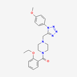 molecular formula C22H26N6O3 B3001337 (2-ethoxyphenyl)(4-((1-(4-methoxyphenyl)-1H-tetrazol-5-yl)methyl)piperazin-1-yl)methanone CAS No. 1040678-21-4