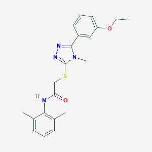molecular formula C21H24N4O2S B300136 N-(2,6-dimethylphenyl)-2-{[5-(3-ethoxyphenyl)-4-methyl-4H-1,2,4-triazol-3-yl]sulfanyl}acetamide 