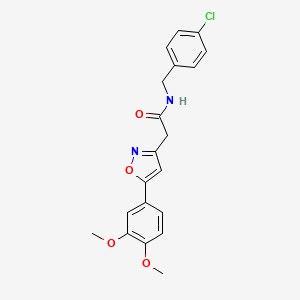 molecular formula C20H19ClN2O4 B3001364 N-(4-chlorobenzyl)-2-(5-(3,4-dimethoxyphenyl)isoxazol-3-yl)acetamide CAS No. 953181-58-3