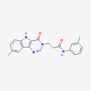 molecular formula C21H20N4O2 B3001371 3-(8-methyl-4-oxo-4,5-dihydro-3H-pyrimido[5,4-b]indol-3-yl)-N-(3-methylphenyl)propanamide CAS No. 1105212-33-6