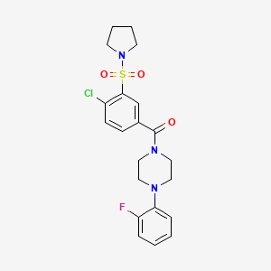 molecular formula C21H23ClFN3O3S B3001374 (4-氯-3-(吡咯烷-1-磺酰)苯基)(4-(2-氟苯基)哌嗪-1-基)甲苯酮 CAS No. 850473-66-4