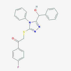 molecular formula C23H18FN3O2S B300138 1-(4-fluorophenyl)-2-({5-[hydroxy(phenyl)methyl]-4-phenyl-4H-1,2,4-triazol-3-yl}sulfanyl)ethanone 