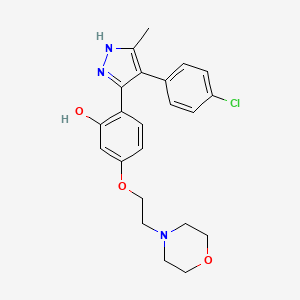 molecular formula C22H24ClN3O3 B3001380 2-(4-(4-chlorophenyl)-5-methyl-1H-pyrazol-3-yl)-5-(2-morpholinoethoxy)phenol CAS No. 1093065-61-2