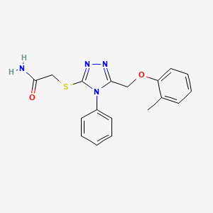 B3001391 2-{5-[(2-Methylphenoxy)methyl]-4-phenyl-1,2,4-triazol-3-ylthio}acetamide CAS No. 482646-13-9