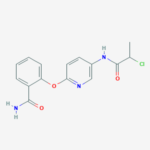 molecular formula C15H14ClN3O3 B3001437 2-[5-(2-Chloropropanoylamino)pyridin-2-yl]oxybenzamide CAS No. 2411298-99-0