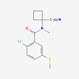 molecular formula C14H15ClN2OS B3001440 2-chloro-N-(1-cyanocyclobutyl)-N-methyl-5-(methylsulfanyl)benzamide CAS No. 1258709-20-4