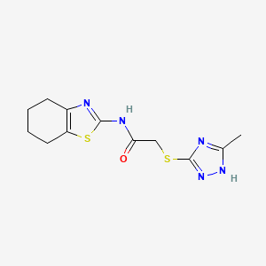 molecular formula C12H15N5OS2 B3001448 2-((5-methyl-4H-1,2,4-triazol-3-yl)thio)-N-(4,5,6,7-tetrahydrobenzo[d]thiazol-2-yl)acetamide CAS No. 461416-90-0