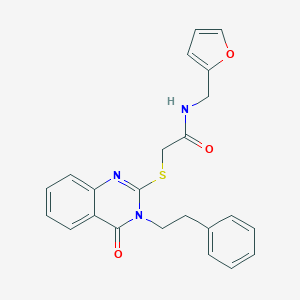 molecular formula C23H21N3O3S B300145 N-(2-furylmethyl)-2-{[4-oxo-3-(2-phenylethyl)-3,4-dihydroquinazolin-2-yl]thio}acetamide 