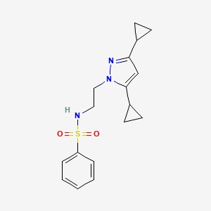 molecular formula C17H21N3O2S B3001452 N-(2-(3,5-dicyclopropyl-1H-pyrazol-1-yl)ethyl)benzenesulfonamide CAS No. 2320176-19-8