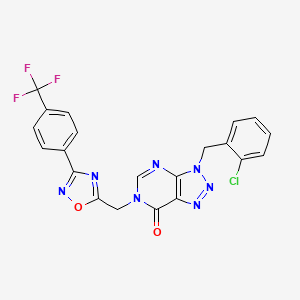 molecular formula C21H13ClF3N7O2 B3001454 3-(2-chlorobenzyl)-6-((3-(4-(trifluoromethyl)phenyl)-1,2,4-oxadiazol-5-yl)methyl)-3H-[1,2,3]triazolo[4,5-d]pyrimidin-7(6H)-one CAS No. 1105210-16-9