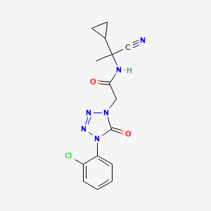 molecular formula C15H15ClN6O2 B3001465 2-[4-(2-chlorophenyl)-5-oxo-4,5-dihydro-1H-1,2,3,4-tetrazol-1-yl]-N-(1-cyano-1-cyclopropylethyl)acetamide CAS No. 1197656-61-3