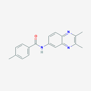 molecular formula C18H17N3O B300147 N-(2,3-dimethyl-6-quinoxalinyl)-4-methylbenzamide 