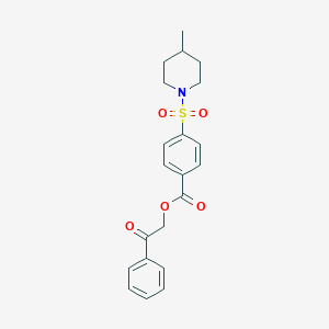 molecular formula C21H23NO5S B300148 2-Oxo-2-phenylethyl 4-[(4-methyl-1-piperidinyl)sulfonyl]benzoate 