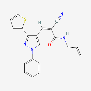 molecular formula C20H16N4OS B3001486 (Z)-2-cyano-3-(1-phenyl-3-thiophen-2-ylpyrazol-4-yl)-N-prop-2-enylprop-2-enamide CAS No. 313361-33-0